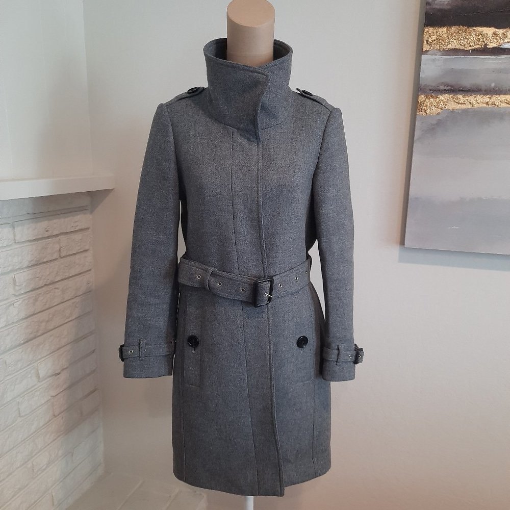 Burberry Gibbsmoore Funnel Collar wool coat Grey 4
